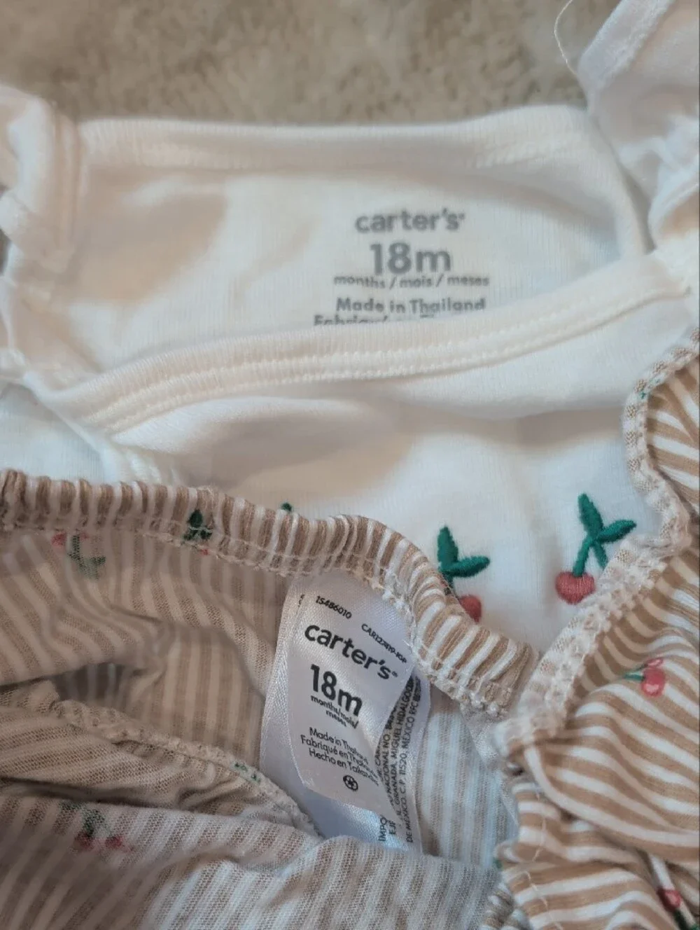 Carter's Cherry and Tan Striped 3 Piece Set